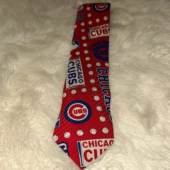 VTG 1992 RM Style Chicago Cubs Ralph Marlin Silk Neck Tie R/W/B Admit One - Picture 4 of 12